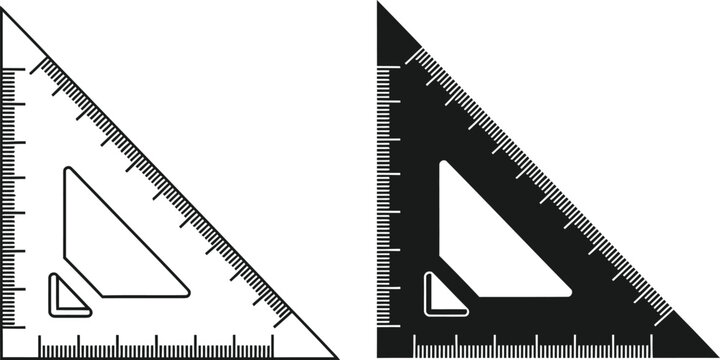 Two triangle rulers a black and white illustration of drafting tools