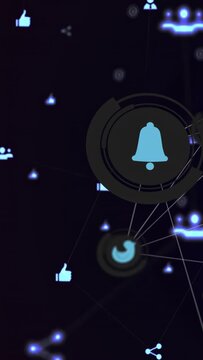 Vertical video: Camera sweep starting network reveal, UI nodes pulsing to highlight camera icon