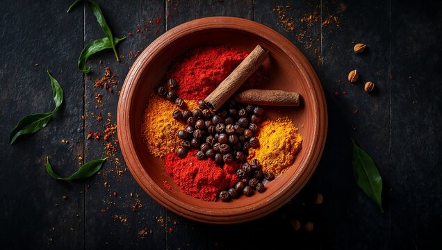 Traditional Sri Lankan Spices on Clay Plate - Authentic Food Photography