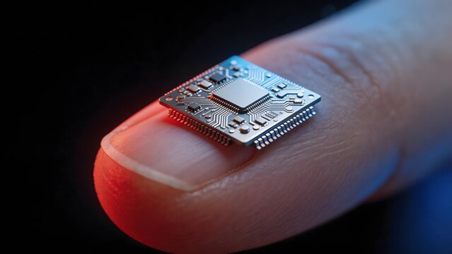 Microchip on human finger