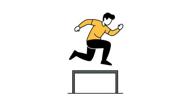 Man jumping over a hurdle fast.