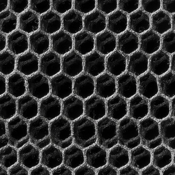 Seamless black and white pattern of stiff coarse crinoline netting.
