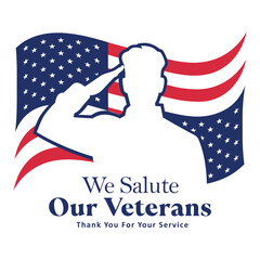 A patriotic graphic design honoring veterans with a soldier silhouette and american flag motif. Vector © Top Design 