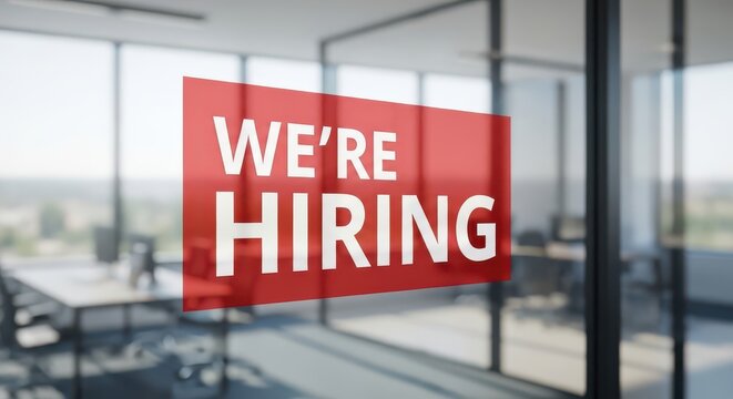 We're hiring attracting top talent with a visible 'now hiring' sign