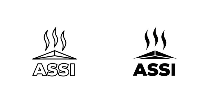 assi brand logo with flame motif flat design vector illustration