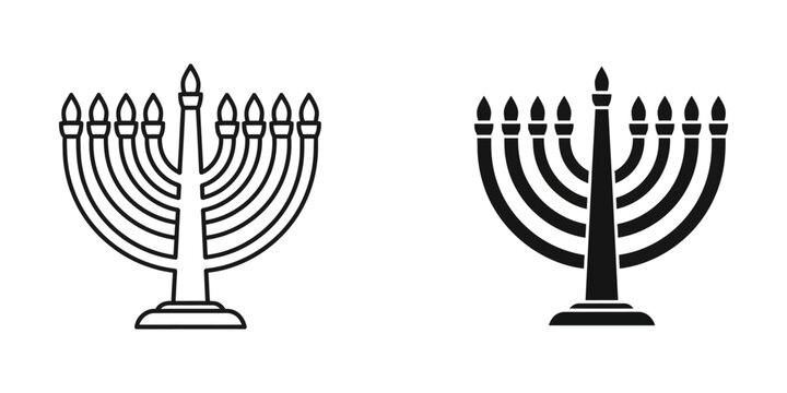 minimalist hanukkah menorah and jewish holiday candelabra flat design vector illustration