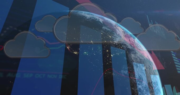 Animation of text with globe and network of connections