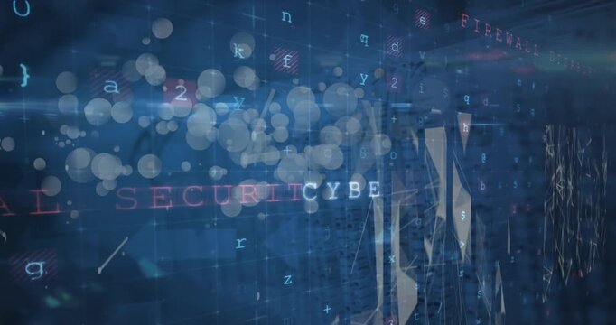 Animation of cyber security over scanning and data processing on digital screen