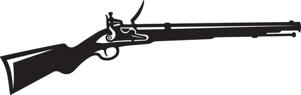 Rifle, Gun, Firearm, Black, Vector, Illustration, Long Range, Weapon, Silhouette