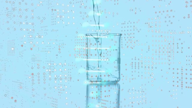 Animation of spots and dna strand over beaker