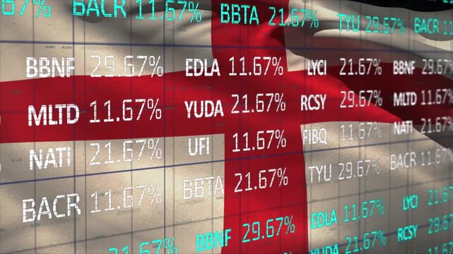 Animation of data processing over flag of england