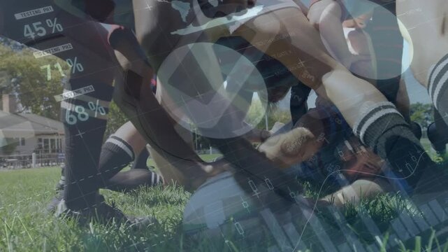 Rugby players tackling during game on the field 4k