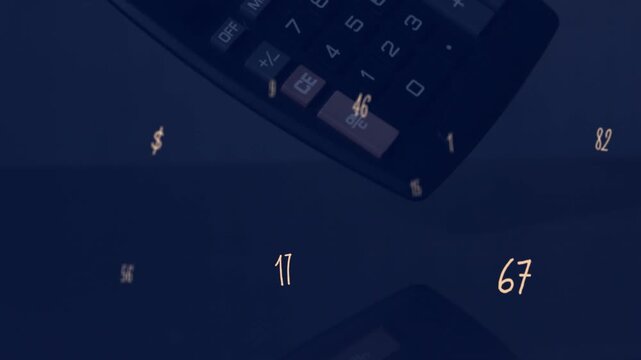 Animation of numbers floating over vintage calculator
