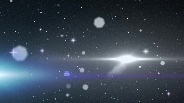 Animation of glowing light over glowing spot lights stars pattern