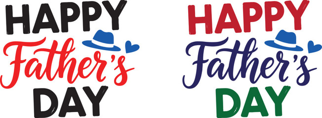 Obraz premium Happy father's day vibrant typography with hats celebrating dad's special day