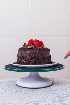 Bolo de chocolate com morango