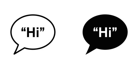 two speech bubbles with hi greeting flat design vector illustration © SujonStock