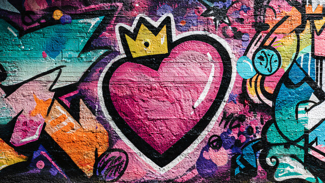 Fresque murale, graffitis color&eacute;s