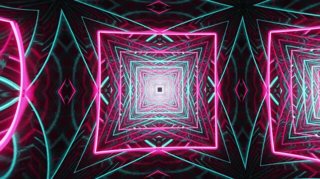 Mesmerizing Mandala Patterns: A Kaleidoscopic Abstract Neon Geometric Mosaic Featuring Ornamental Symmetry and Vibrant Visual Background Effects
