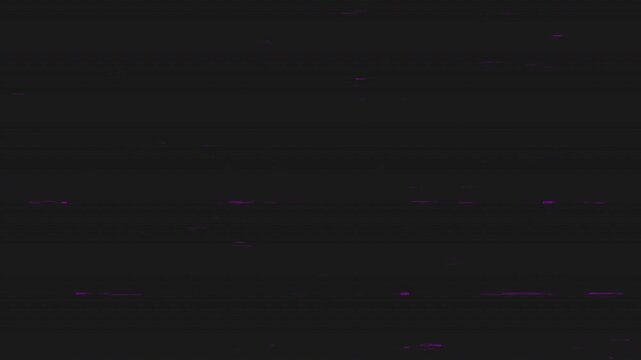 Purple analog VHS noise with flicker and glitch distortion, worn tape cassette artifacts and vintage VCR playback aesthetic background