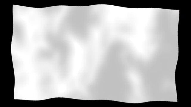 White fabric waving seamless loop animation with dynamic flowing cloth and depth light shadow texture on black background. 4K animated white wavy fabric for masking placeholder and motion background.