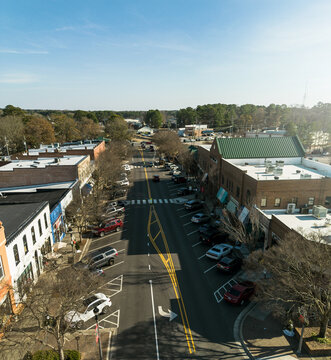 Aerial view of downtown Fuquay-Varina , North Carolina