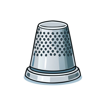 Simple illustration of a metallic sewing thimble with dimpled surface