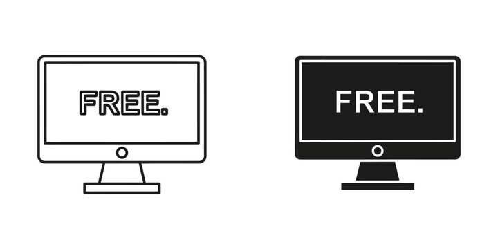 free offer promotion vector illustration on dual computer monitors flat design