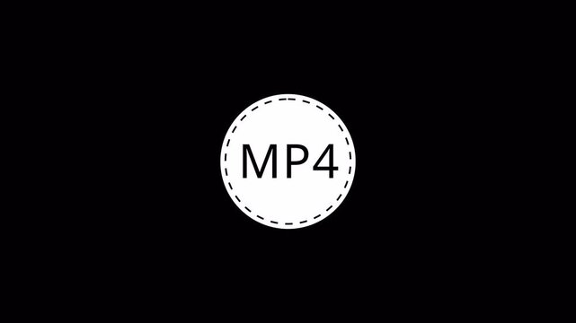 MP4 files documents icon symbol graphic image animation with alpha channel,MP4 file sticker logo animation,MP4 circle in 4k animation in transparent background.