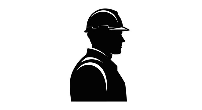 May Day Construction worker, laborer, silhouette icon, black vector, hard hat Vector