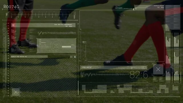 Animation of digital interface over football players