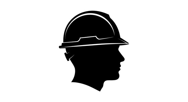 May Day Construction worker, hard hat, silhouette icon, industrial worker, laborer profile Vector