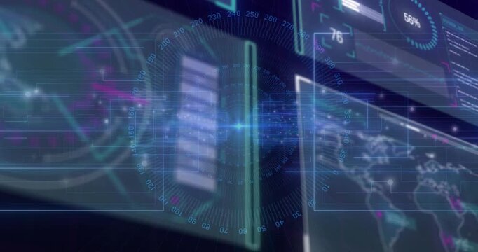 Holo panels pulsing and drifting, blue streak linking panels widening as ops data updating gauges