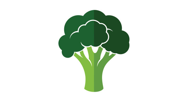 A vibrant green broccoli head depicted as a flat silhouette