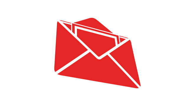 A vibrant red envelope design with a distinct outline silhouette