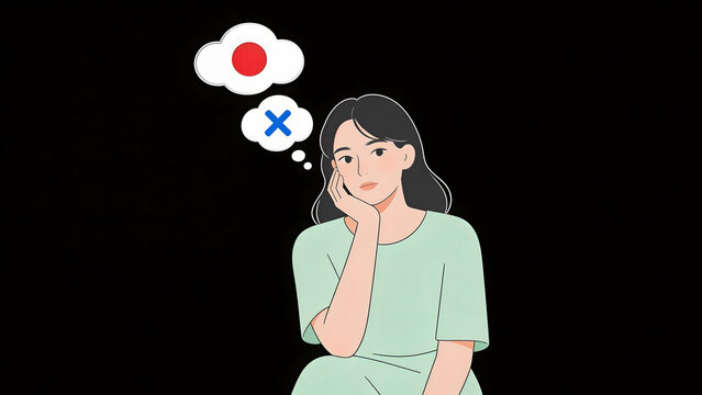 woman with thought bubbles