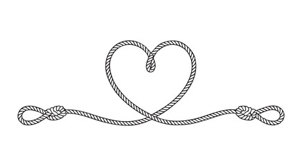 Heart shape rope knot with romantic loops and nautical decorative line art for wedding design element © Nuruzzaman