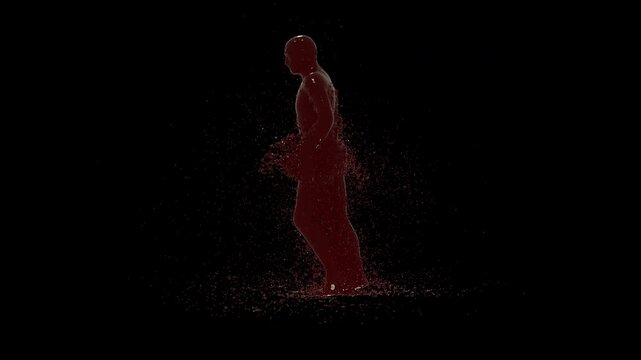 Chocolate,  slow motion. 3D animation of white and brown liquid cream drops splash isolated on brown., with Alpha matte
