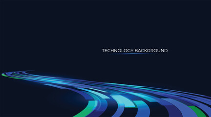 Futuristic Technology: Glowing curved lines in the background simulate data transmission. Curved trails of luminous neon lines trace dynamic routes within a digital void, simulating guided data flows © Isasoulart