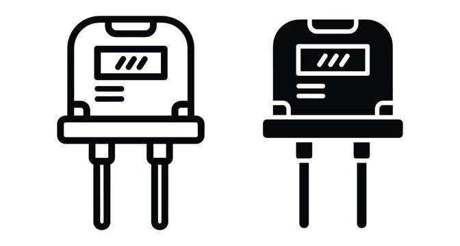 Electronic component light emitting diode led sensor icon set for circuit design engineering hardware technology semiconductor through hole part
