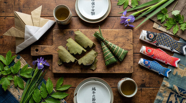 端午の節句の柏餅（かしわもち）と粽（ちまき）