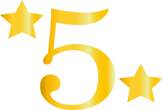Chiffre 5 dor&eacute; avec &eacute;toile &ndash; Ic&ocirc;ne de notation premium, symbole de qualit&eacute;, design vectoriel moderne
