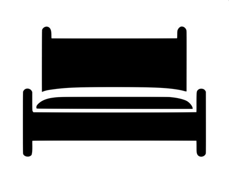 &ldquo;Simple flat icon of a bedroom bed, side view, bold solid shapes, high-contrast monochrome style.&rdquo;