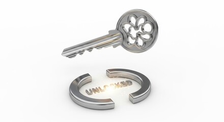Obraz premium Metal Key Unlocking a Broken Lock