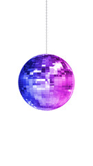 Fototapeta premium disco ball pink blue rotating isolated on transparent background,png 3d music party night and concert vertical social media design element