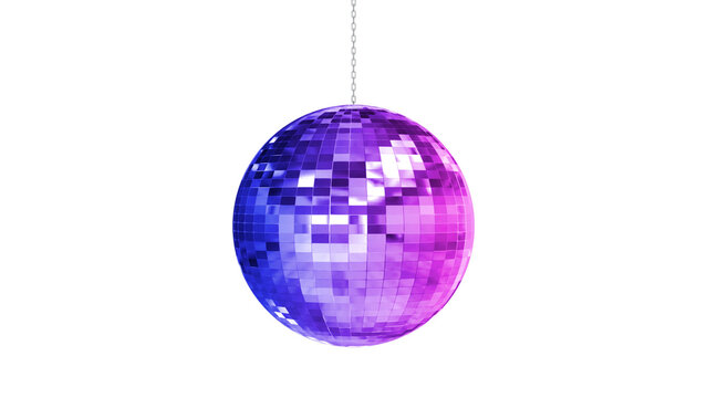 disco ball pink blue rotating isolated on transparent background,png 3d music party night and concert social media design element
