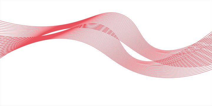 Red stripes on a white background. Creative line art. Red waves with lines. Curved wavy line, smooth stripe. eps10