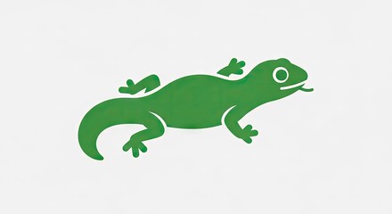 Fototapeta premium Green lizard silhouette on white background vector illustration