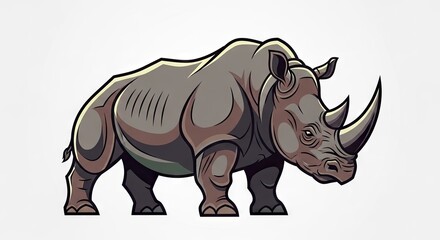 Fototapeta premium Stylized illustration of a rhinoceros on a white background