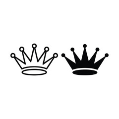 Royal crown icons set, king queen tiara symbols, award ceremony graphic, birthday party invitation, luxury logo element, vector illustration © BlackVault Designs